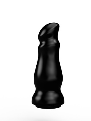 Чёрный массажёр простаты с приплюснутой головкой - 13 см.