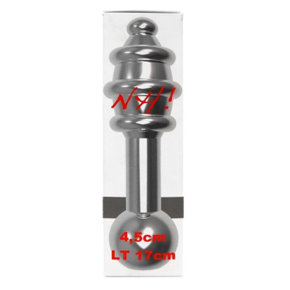 Ребристая анальная пробка NH T2 с вибрацией - 17 см.