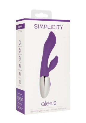 Фиолетовый вибратор Alexis с 10 режимами вибрации - 20 см.