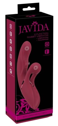 Малиновый вибратор-кролик с функцией постукивания 2 Function Rabbit Vibrator - 22,3 см.