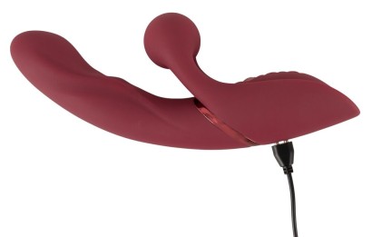 Малиновый вибратор-кролик с функцией постукивания 2 Function Rabbit Vibrator - 22,3 см.