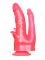 Розовый двойной фаллоимитатор с лепестками и присоской - 17 см.