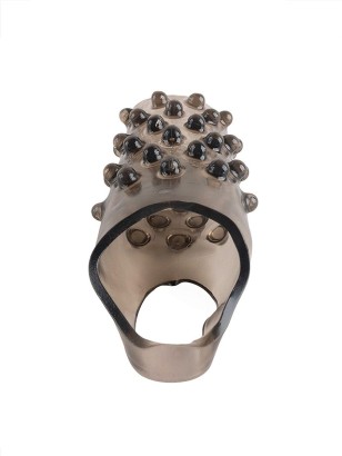 Дымчатая насадка на пенис с выпуклостями - 12 см.