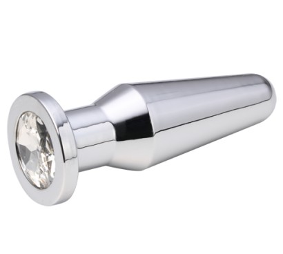 Серебристая втулка с прозрачным кристаллом - 10,2 см.