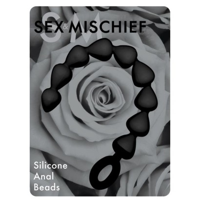 Чёрная анальная цепочка Black Silicone Anal Beads - 20 см.