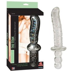 Двусторонний стеклянный стимулятор с красивой спиралью внутри The Titan - 23 см.