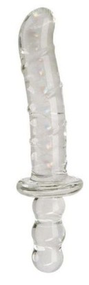 Двусторонний стеклянный стимулятор с красивой спиралью внутри The Titan - 23 см.