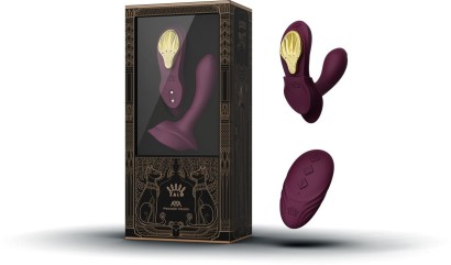Фиолетовый вибромассажёр в трусики Aya с насадкой и пультом ДУ