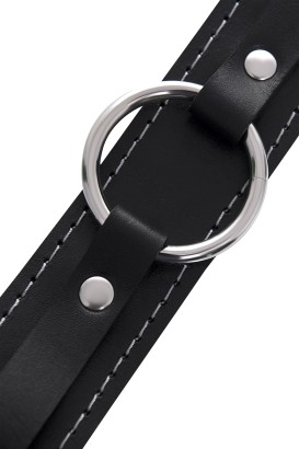 Кожаный ошейник-чокер с поводком