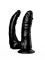 Двойной чёрный фаллоимитатор на присоске - 15 см.