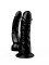 Двойной чёрный фаллоимитатор на присоске - 15 см.