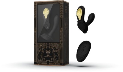 Черный вибромассажёр в трусики Aya с насадкой и пультом ДУ