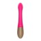 Розовый изогнутый ребристый вибромассажер - 21 см.