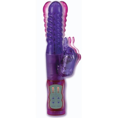 Фиолетовый хай-тек вибромассажёр SHANES WORLD - 17,5 см.