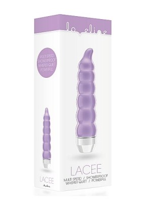 Фиолетовый фигурный вибратор Lacee с тонким кончиком - 15,5 см.