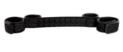 Чёрная виниловая распорка для ног Soft Spreader Bar с манжетами для рук