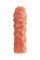 Телесная, покрытая пузырьками насадка на член - 16,5 см.