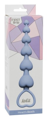 Голубая анальная цепочка Heart s Beads Blue - 18 см.