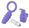 Фиолетовый набор NEON SECRET PLEASURE: эрекционное кольцо с лепестком и вибропуля с насадкой-зайчиком 