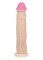 Телесный фаллоимитатор на присоске с большой головкой - 24,5 см.