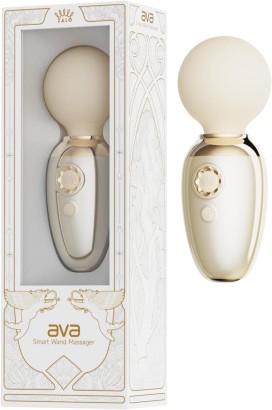 Бежевый мини-вибратор с функцией нагрева Ava