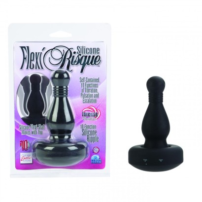 Чёрная пробка с вибрацией 10-Function Flexi Risquе Ripples 