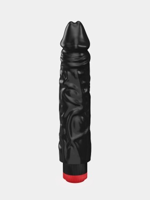 Реалистичный чёрный вибромассажер - 19,5 см.