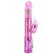 Розовый перезаряжаемый вибромассажер с ротацией, поступательными движениями и стимуляцией клитора - 29,5 см.