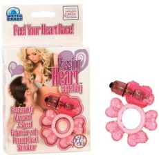 Розовое эрекционное кольцо с вибрацией PASSION HEART
