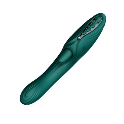 Зеленый вибростимулятор-кролик с функцией нагрева Ares - 24,6 см.