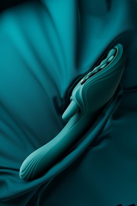 Зеленый вибростимулятор-кролик с функцией нагрева Ares - 24,6 см.