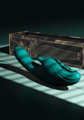 Зеленый вибростимулятор-кролик с функцией нагрева Ares - 24,6 см.