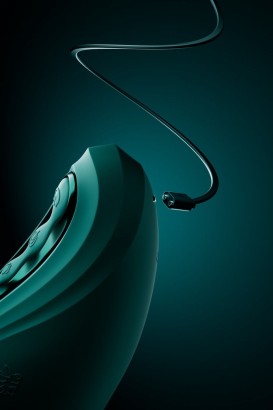 Зеленый вибростимулятор-кролик с функцией нагрева Ares - 24,6 см.