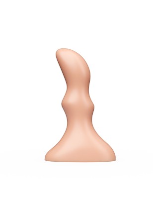 Телесная изогнутая анальная пробка - 10 см.