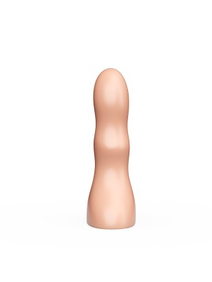 Телесная изогнутая анальная пробка - 10 см.
