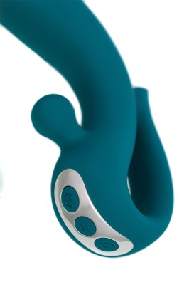 Зеленый вибратор с функцией Up&Down и стимулирующим кольцом Mija - 19 см.