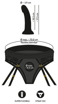 Черный женский страпон Strap-on Set: трусики и насадка