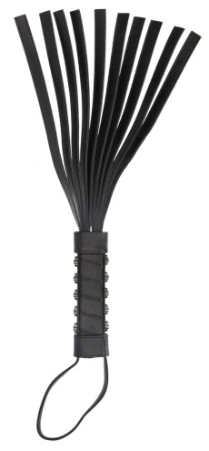 Черная плетка с металлическим декором в виде черепов - 53 см.