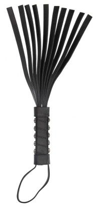 Черная плетка с металлическим декором в виде черепов - 53 см.