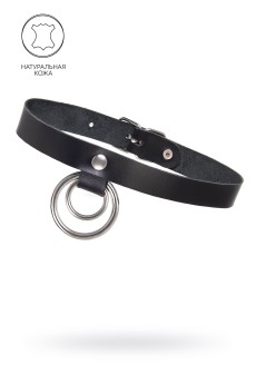 Черный чокер-ошейник с кольцом в кольце
