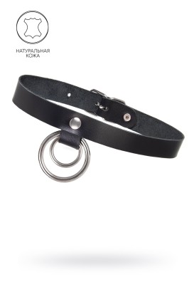 Черный чокер-ошейник с кольцом в кольце