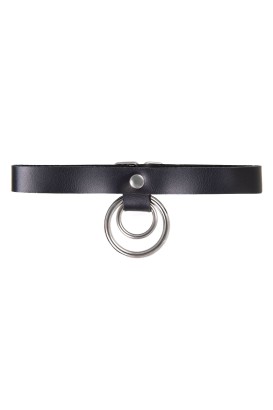 Черный чокер-ошейник с кольцом в кольце