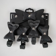 Набор фиксаций с бантиками из черной натуральной кожи