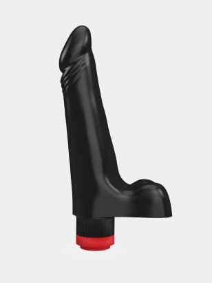 Чёрный вибромассажер-реалистик - 17,8 см.