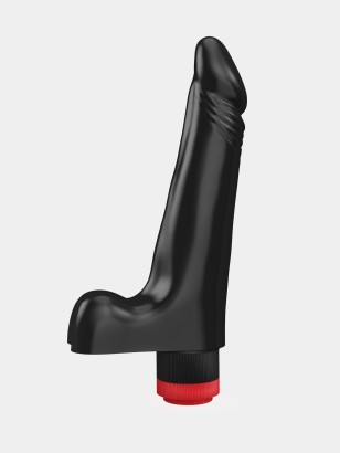 Чёрный вибромассажер-реалистик - 17,8 см.