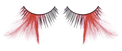 Ресницы чёрные-красные  перья