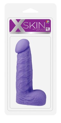 Фиолетовый фаллоимитатор среднего размера XSKIN 6 PVC DONG - 15 см.