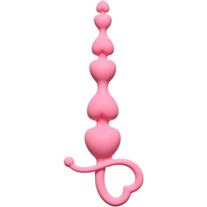 Розовая анальная цепочка Begginers Beads - 18 см.