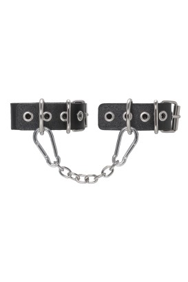 Черные кожаные наручники-браслеты из одного ремешка с люверсами