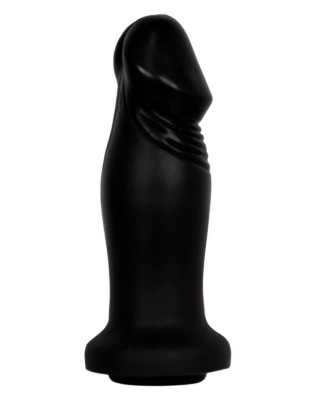 Чёрный анальный фаллоимитатор с ограничительным основанием - 14 см.